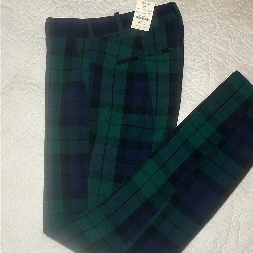 J. Crew Green and Blue Plaid Women's Trousers
